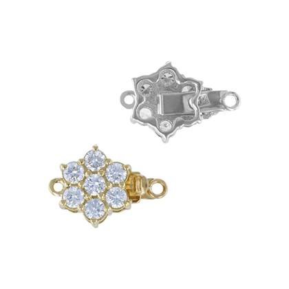 14K Diamond Lab Grown Flower Pearl Clasp