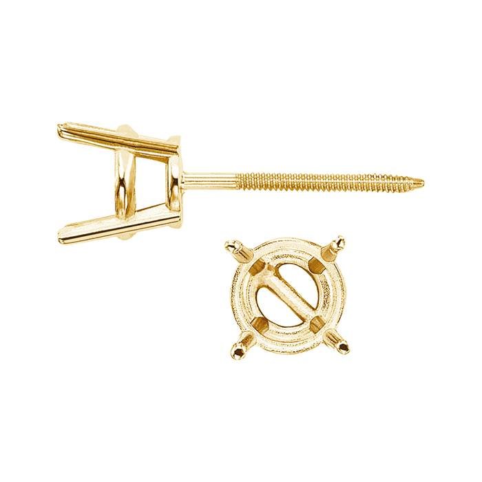 10ky 8mm 2ct metal mold 4 prong screw post round earring