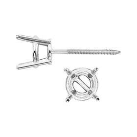 10K Metal Mold 4 Prong Screw Post Round Earring