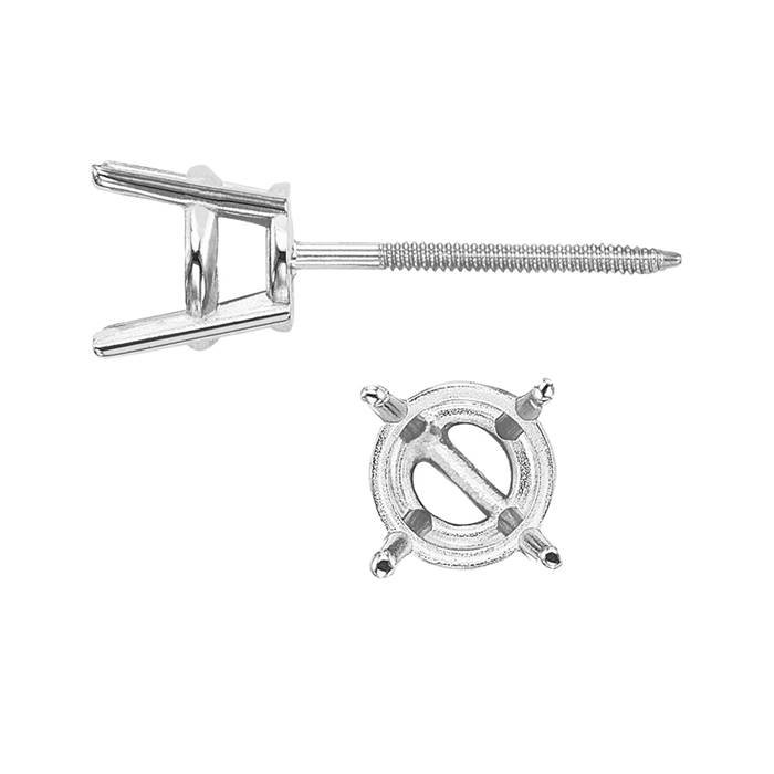 10kw 7mm 1.25ct metal mold 4 prong screw post round earring