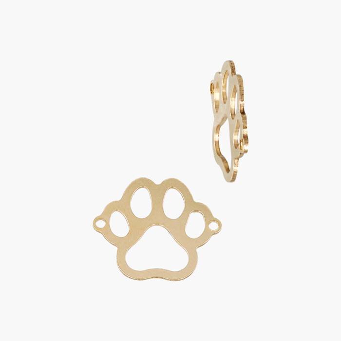gold filled 12.8x10.7mm dog paw outline connector