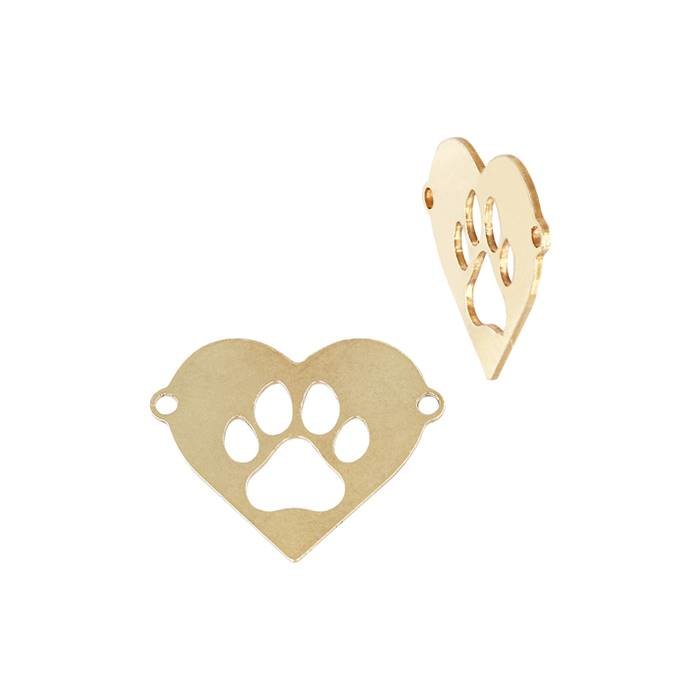 gf 12.5x9.8mm dog paw heart connector