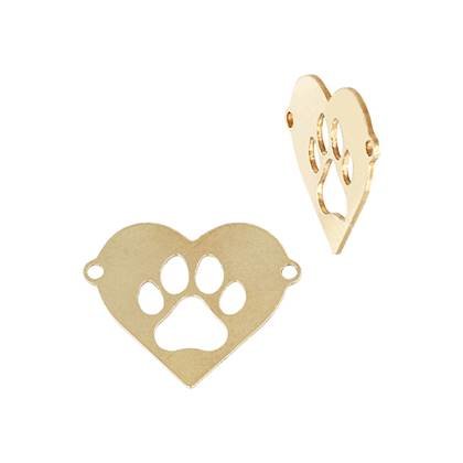 Gold Filled Dog Paw Heart Connector