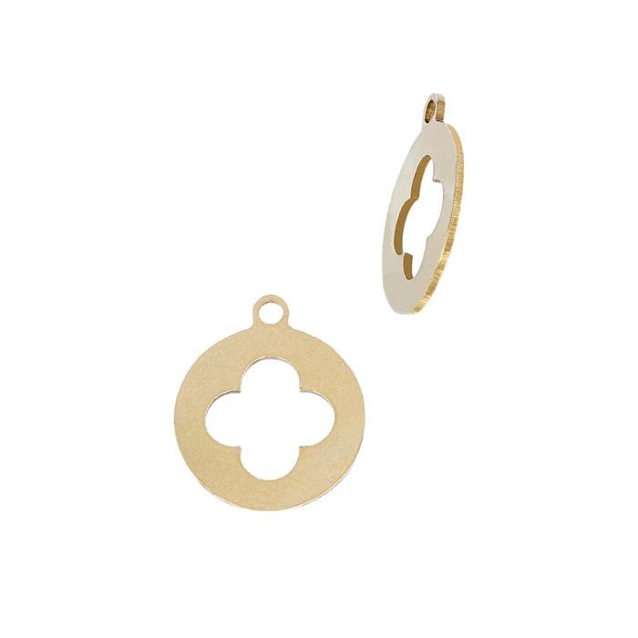 gf 10.1x11.9mm clover coin charm