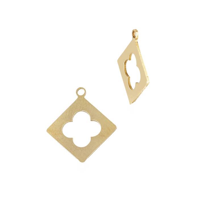 gf 9.8x11.2mm clover square charm