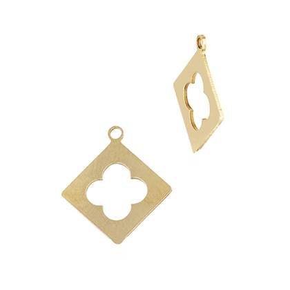 Gold Filled Clover Square Charm