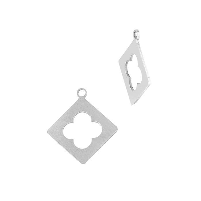 ss 9.8x11.2mm clover square charm