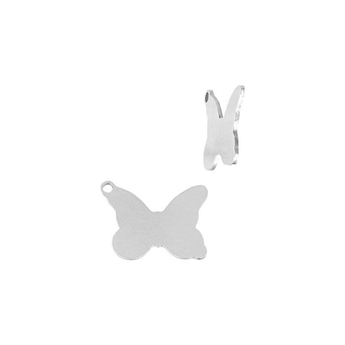 ss 8.1x6.3mm solid butterfly charm