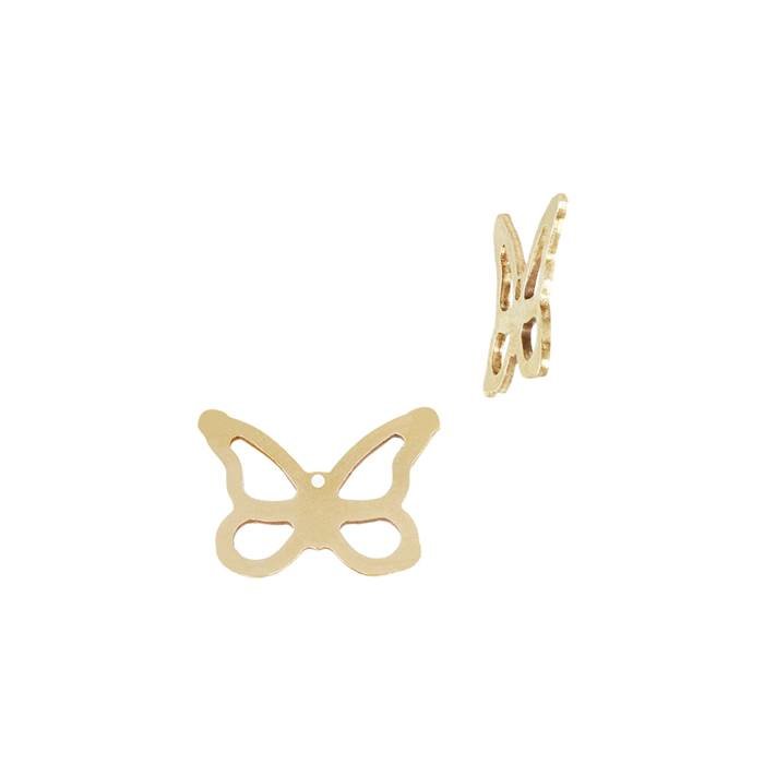 gf 7.5x5.7mm butterfly outline charm with centered hole