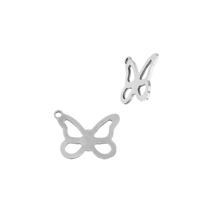 Sterling Silver Butterfly Outline Charm With Offset Ring