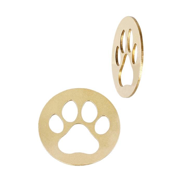 gf 15.1x15.1mm dog paw coin charm