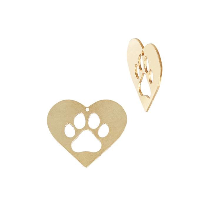 gf 10.9x9.8mm dog paw heart charm