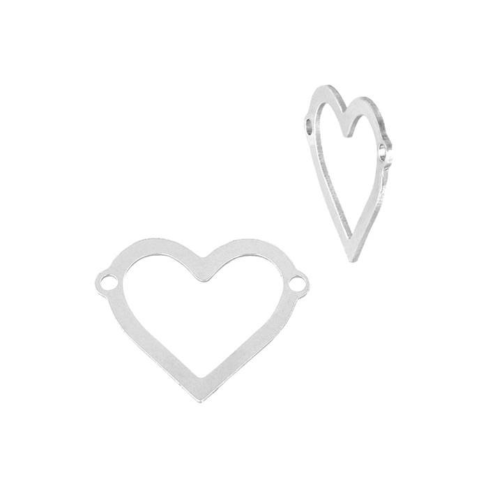 sterling silver 24 gauge 14.8x11.9mm heart outline connector