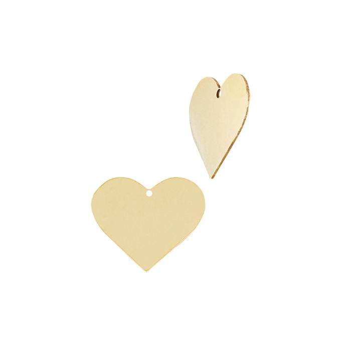 gold filled 6.4x5.9mm solid heart charm with centered hole