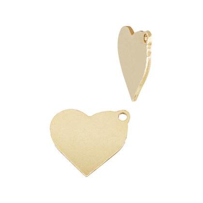 Gold Filled Solid Heart Charm With Offset Ring