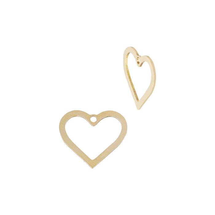 gf 6.4x5.9mm heart outline charm with centered ring
