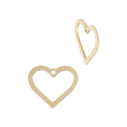 Gold FIilled Heart Outline Charm With Centered Hole