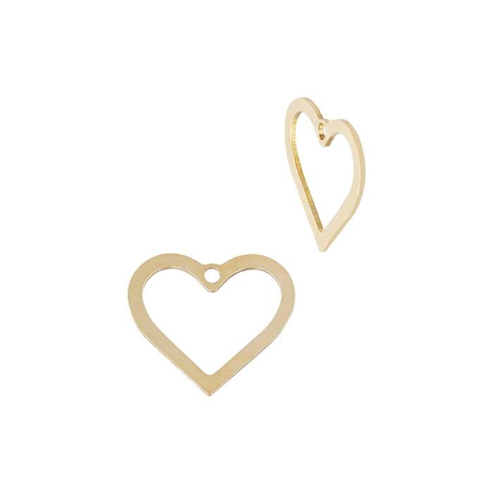 gf 8.8x7.9mm heart outline charm with centered ring
