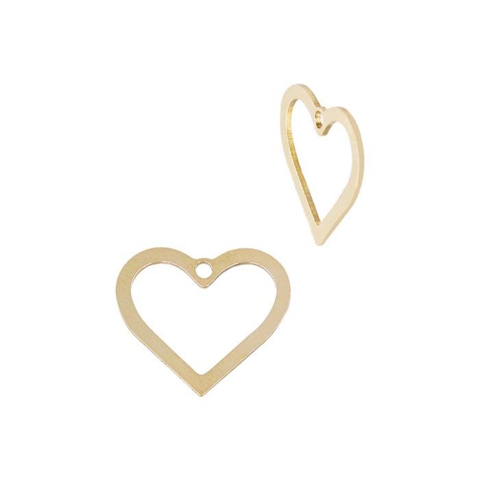 gf 10.8x9.7mm heart outline charm with centered ring