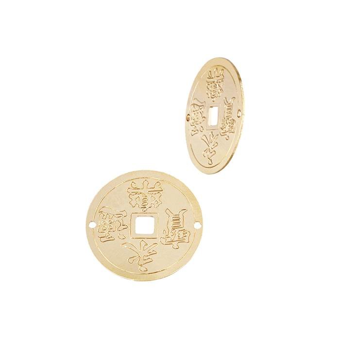 gold filled 10x10mm chinese lucky coin connector