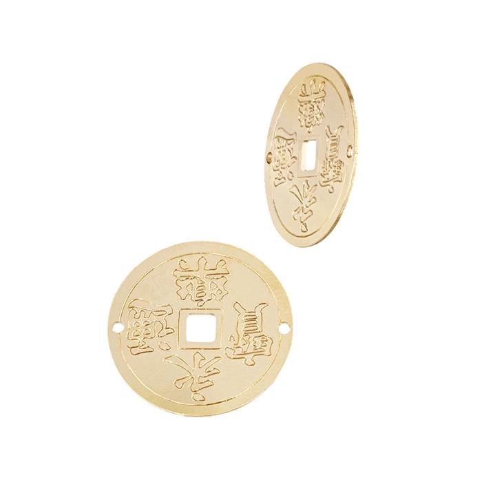gold filled 18x18mm chinese lucky coin connector