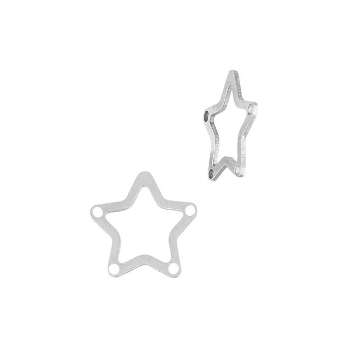 sterling silver 11x10.5mm star outline connector with 4 rings