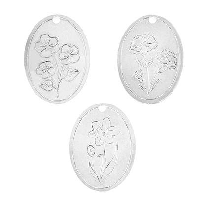 Sterling Silver Flower Birth Month Charm