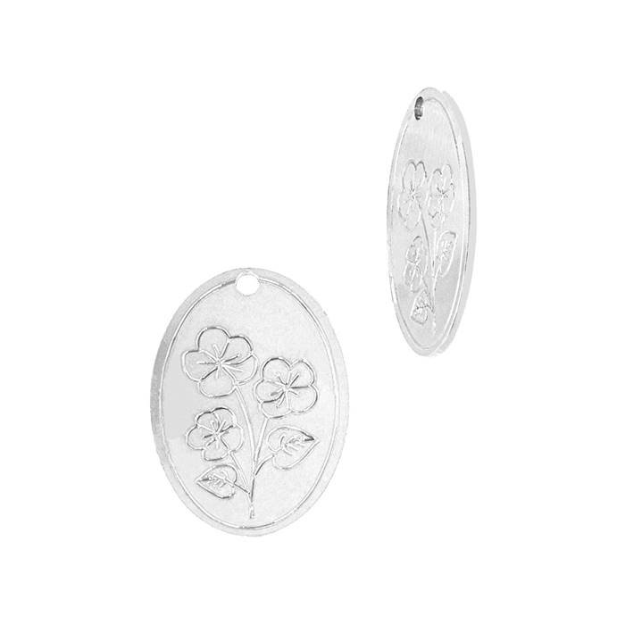 ss 24 gauge violet flower february birth month oval flower charm