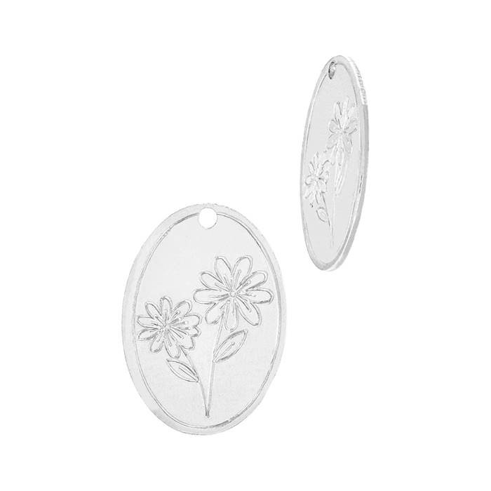 ss 24 gauge daisy flower april birth month oval flower charm