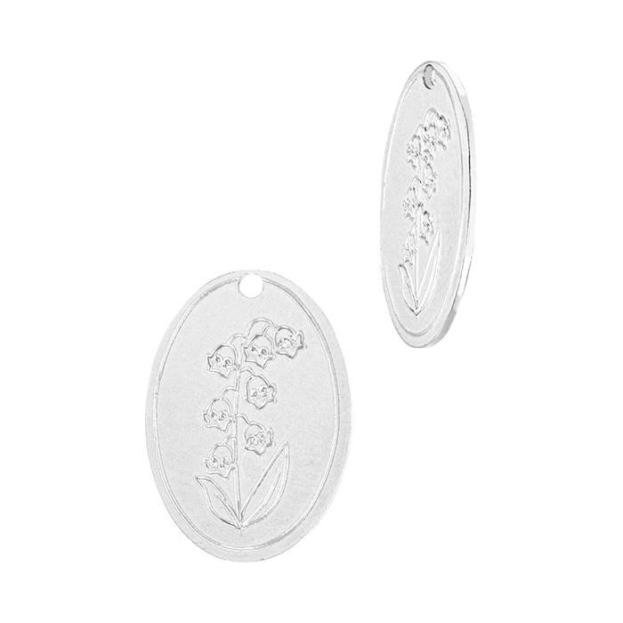 ss 24 gauge lily of the valley flower may birth month oval flower charm