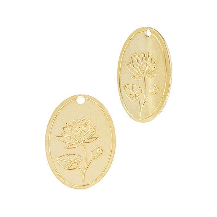 gold filled 24 gauge water lily july birth month oval flower charm