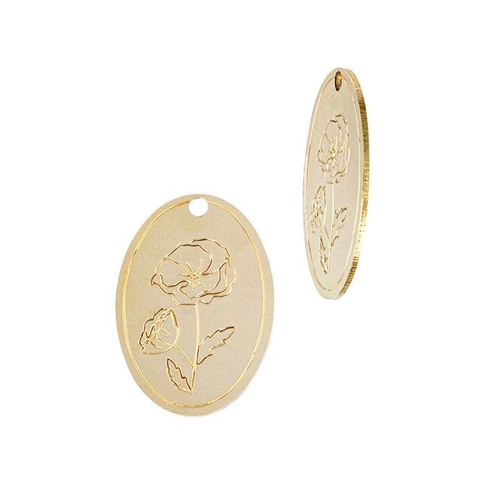 gf 24 gauge poppy (aug) (10.85x15.26x.5mm) oval flower charm
