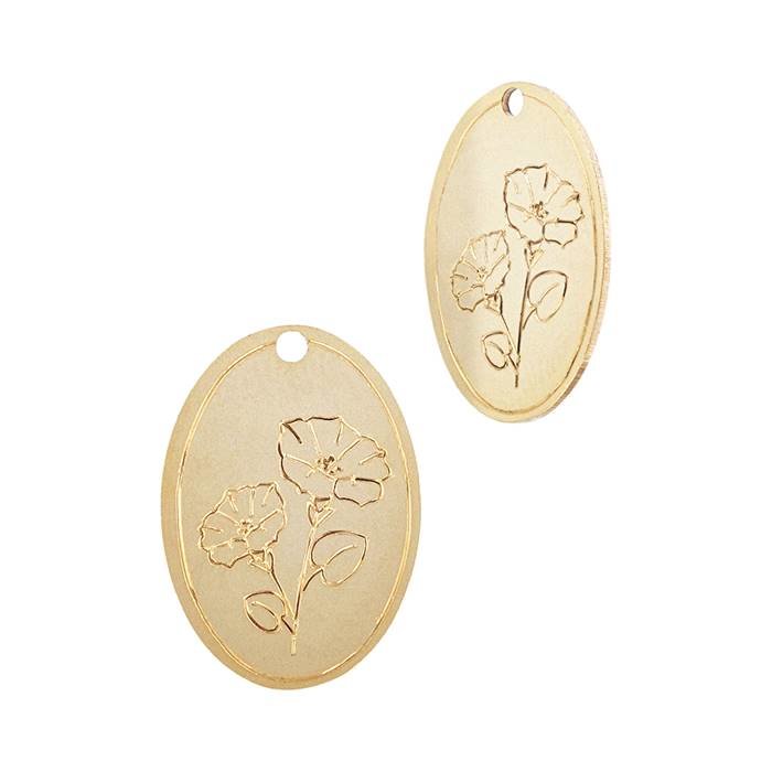 gf 24 gauge morning glory (sep) (10.85x15.26x.5mm) oval flower charm