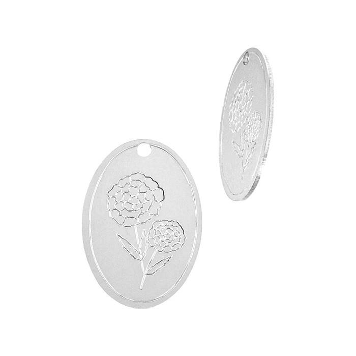 ss 24 gauge marigold october birth month oval flower charm