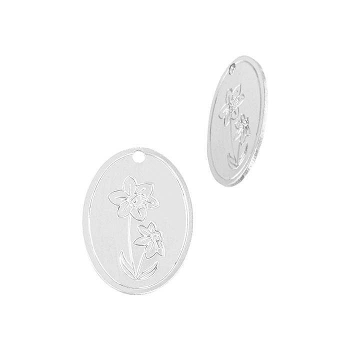 ss 24 gauge narcissus december birth month oval flower charm