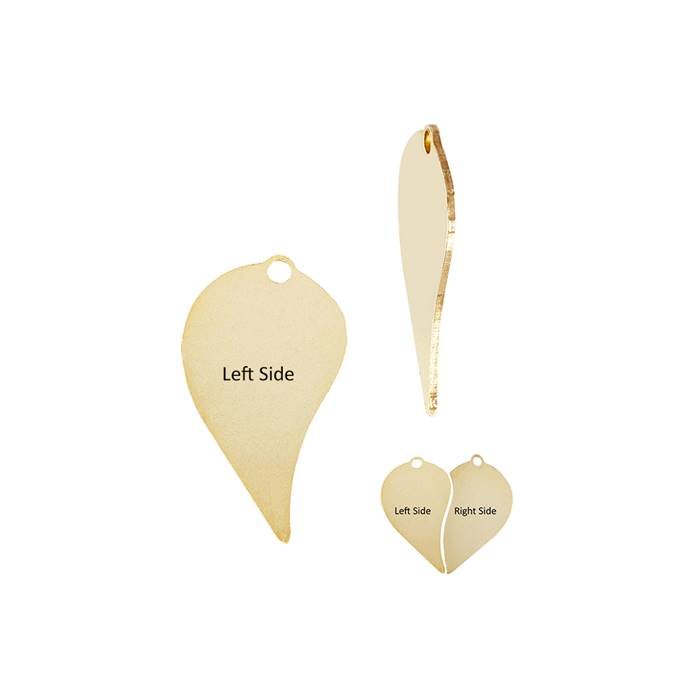 gold filled 5.8 x 10.0mm perfect match heart charm (left side)