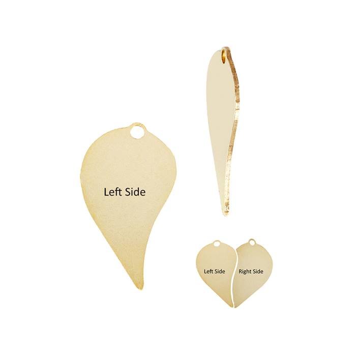 gold filled 9.7 x 16.9mm perfect match heart charm left side
