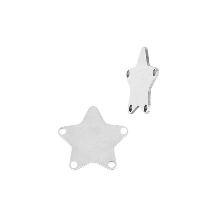 sterling silver 11x10.5mm solid star connector with 4 holes