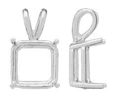 14kw 7mm 1.5ct 4 prong square pendant