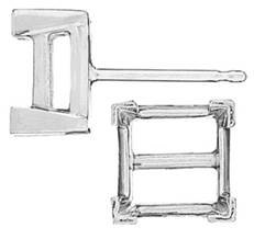 14kw 6mm 1ct v-end square earring