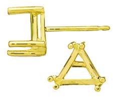 14ky 8mm 2ct 6 prong triangle earring