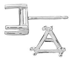 14kw 7mm 1.5ct 6 prong triangle earring