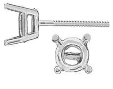 platinum 9mm 3ct standard 4 prong earring with screw post