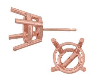 14kr 6mm 88pts rose gold metal mold 4 prong round earring