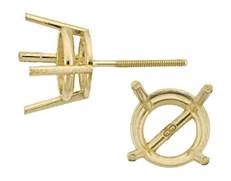 14K METAL MOLD SCREW POST 4 PRONG EARRING