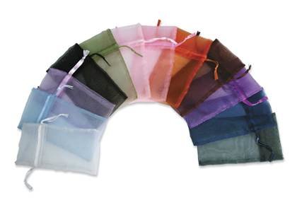 assorted color organza drawstring pouch