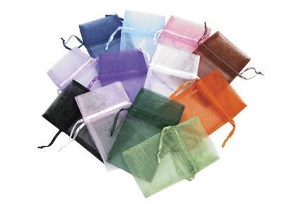 assorted color organza drawstring pouch