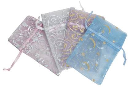 assorted color fancy style organza drawstring pouch