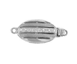 14KW 9X16mm Diamond Accent Hollow Oval Bead Clasp