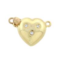 14KY 10mm Diamond Accent Heart Clasp